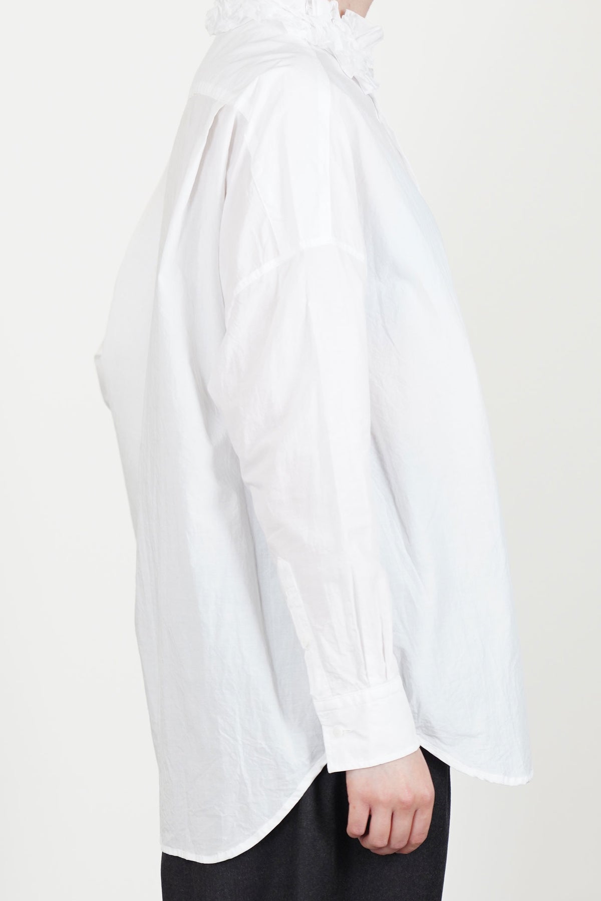 neck ruffle shirt cotton white