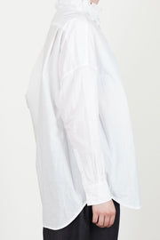 neck ruffle shirt cotton white