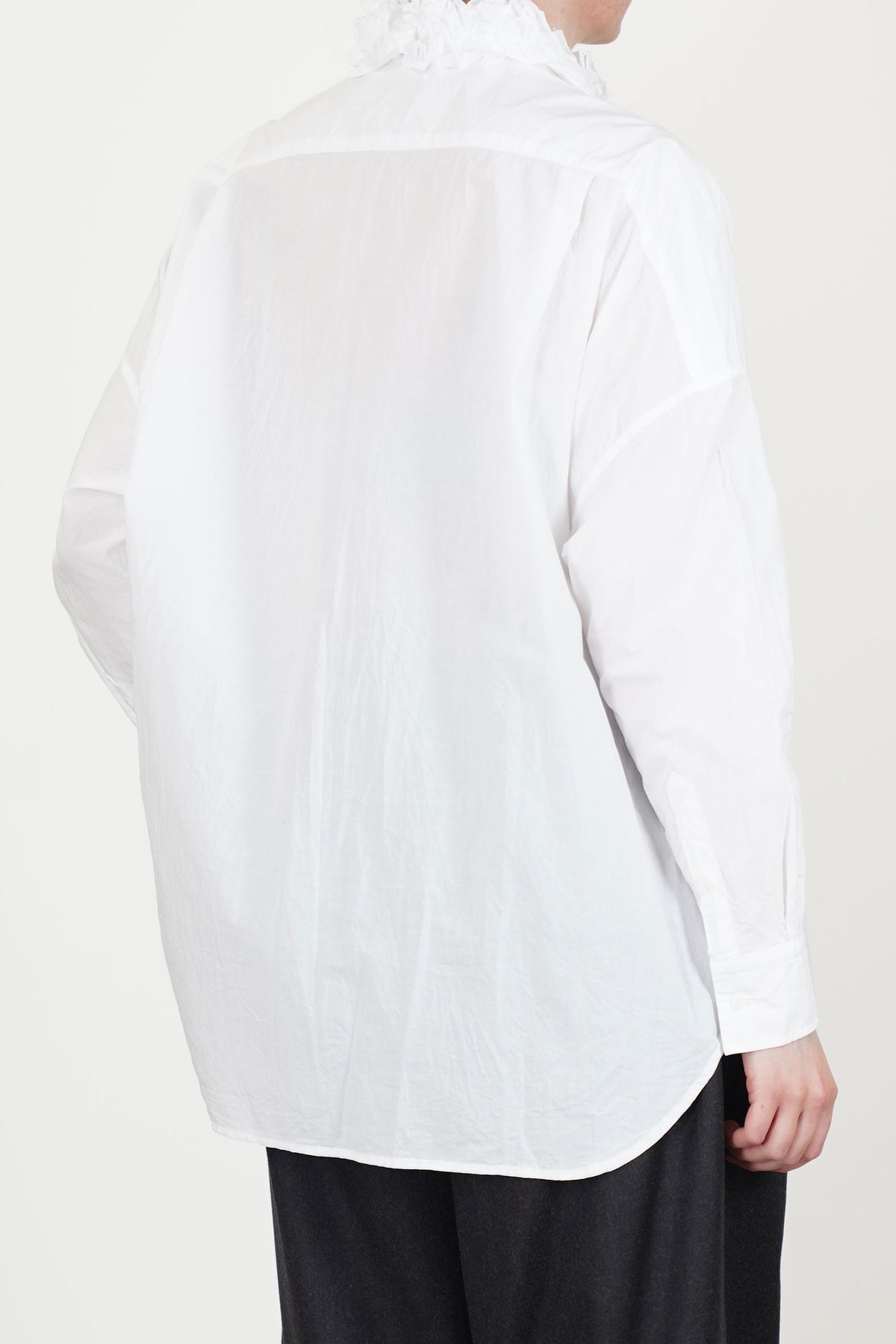 neck ruffle shirt cotton white
