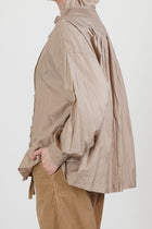pin tuck ruffle shirt cotton silk cappuccino