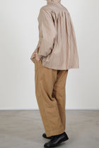 pin tuck ruffle shirt cotton silk cappuccino