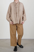 pin tuck ruffle shirt cotton silk cappuccino
