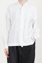 pin tuck ruffle shirt cotton silk smoke white
