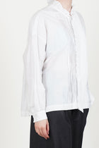 pin tuck ruffle shirt cotton silk smoke white