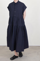 tiered shirt dress navy check