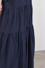 tiered shirt dress navy check