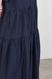 tiered shirt dress navy check