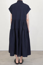 tiered shirt dress navy check