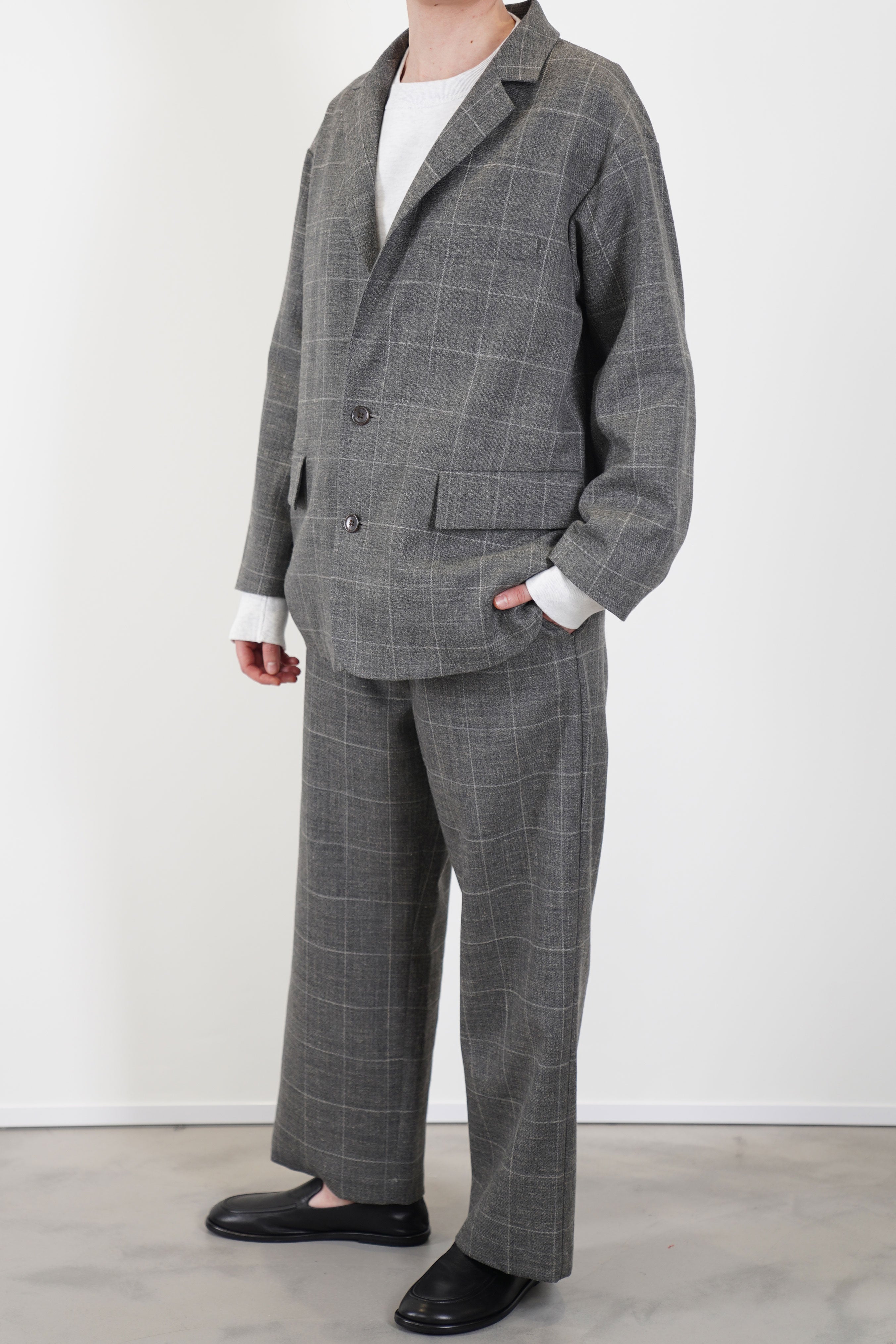 toujours easy trousers wool linen grey tm43op05 | carrousel the store
