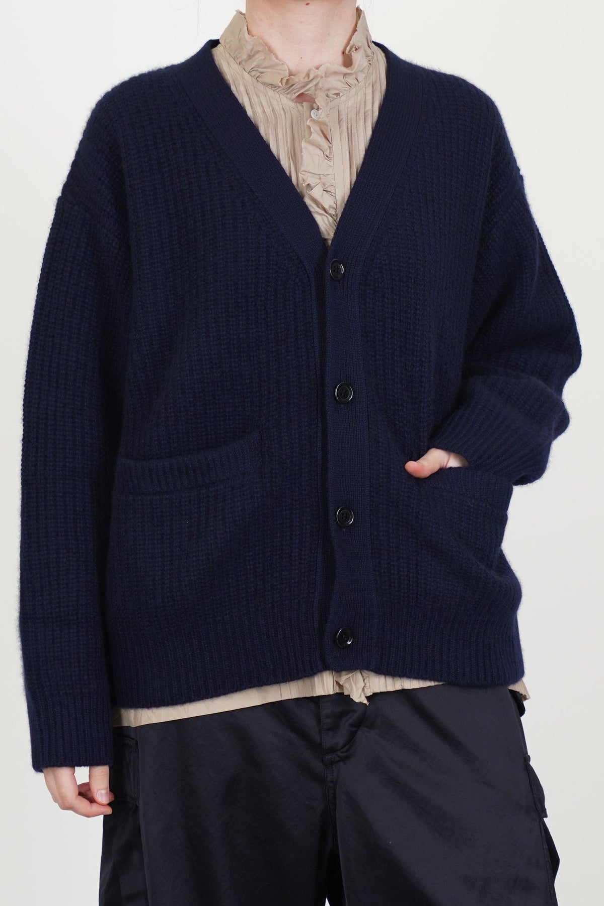 v-neck cardigan cashmere navy