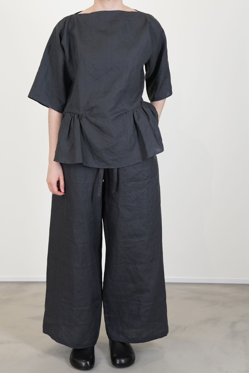 zorba top linen charcoal