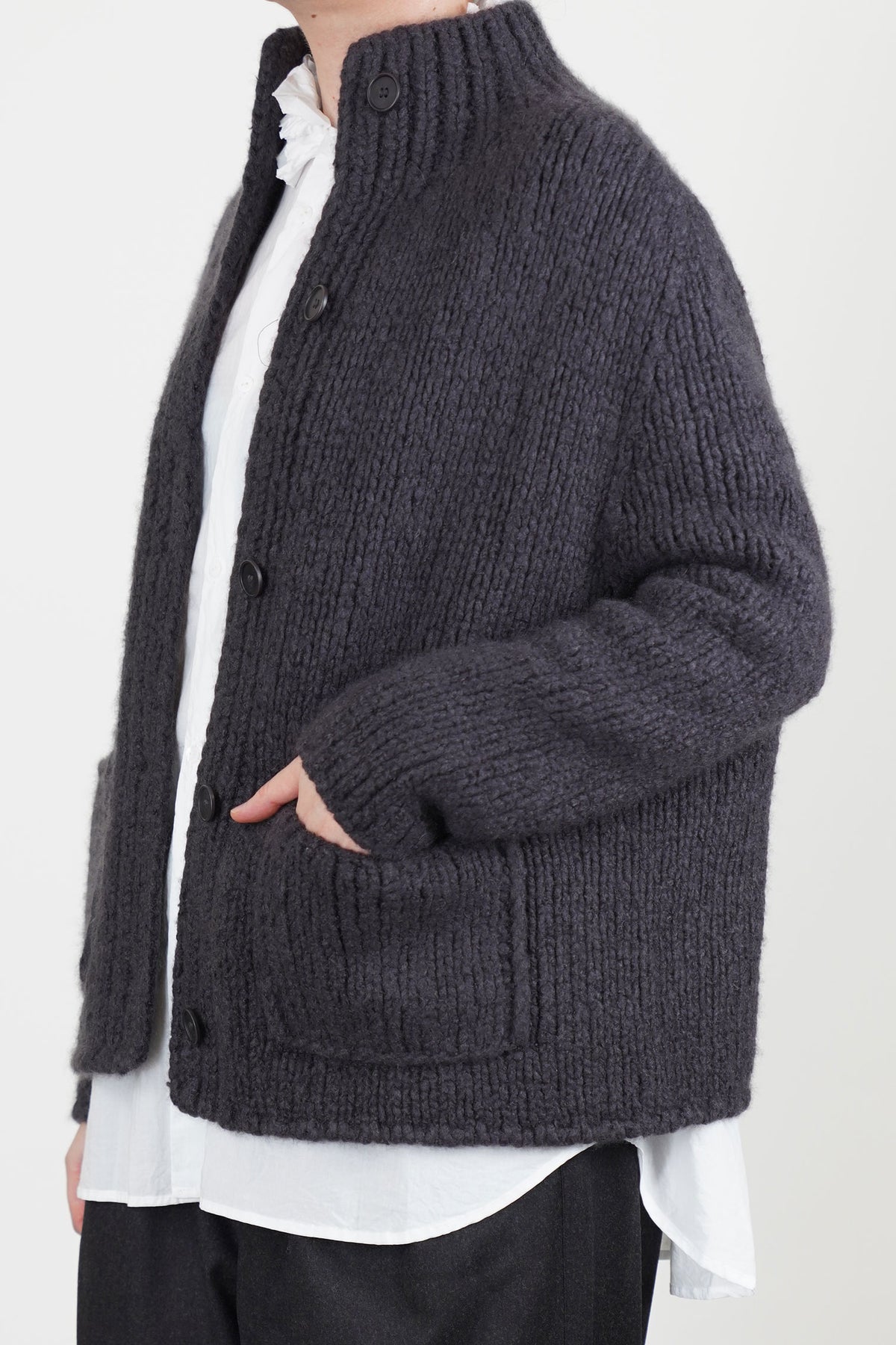 pina cardigan cashmere silk shadow/dark taupe