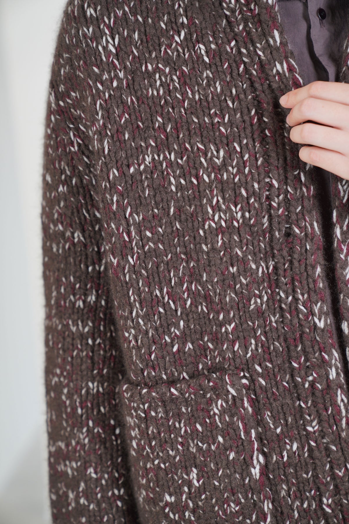 pine cardigan cashmere silk umbra/bordeaux/off-white