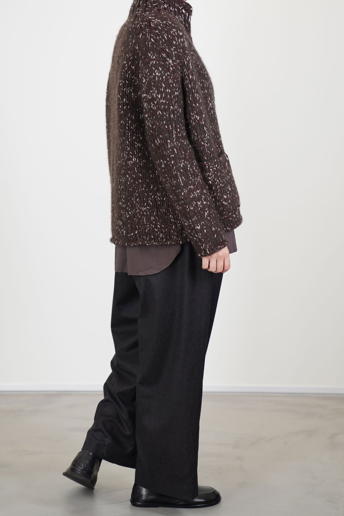 pine cardigan cashmere silk umbra/bordeaux/off-white