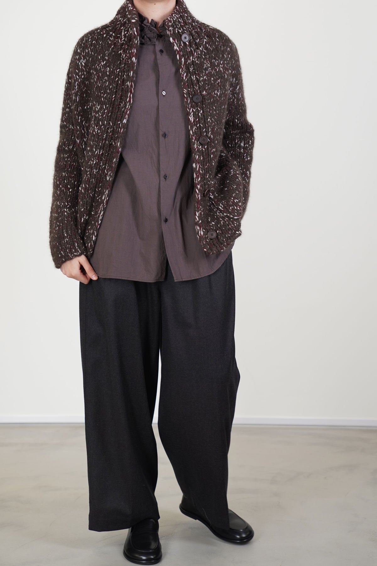 pine cardigan cashmere silk umbra/bordeaux/off-white