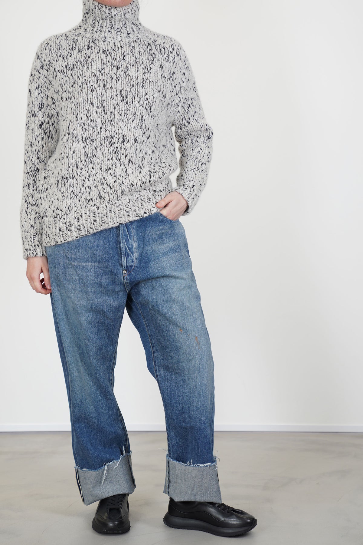 fina sweater cashmere silk storm/off-white/black
