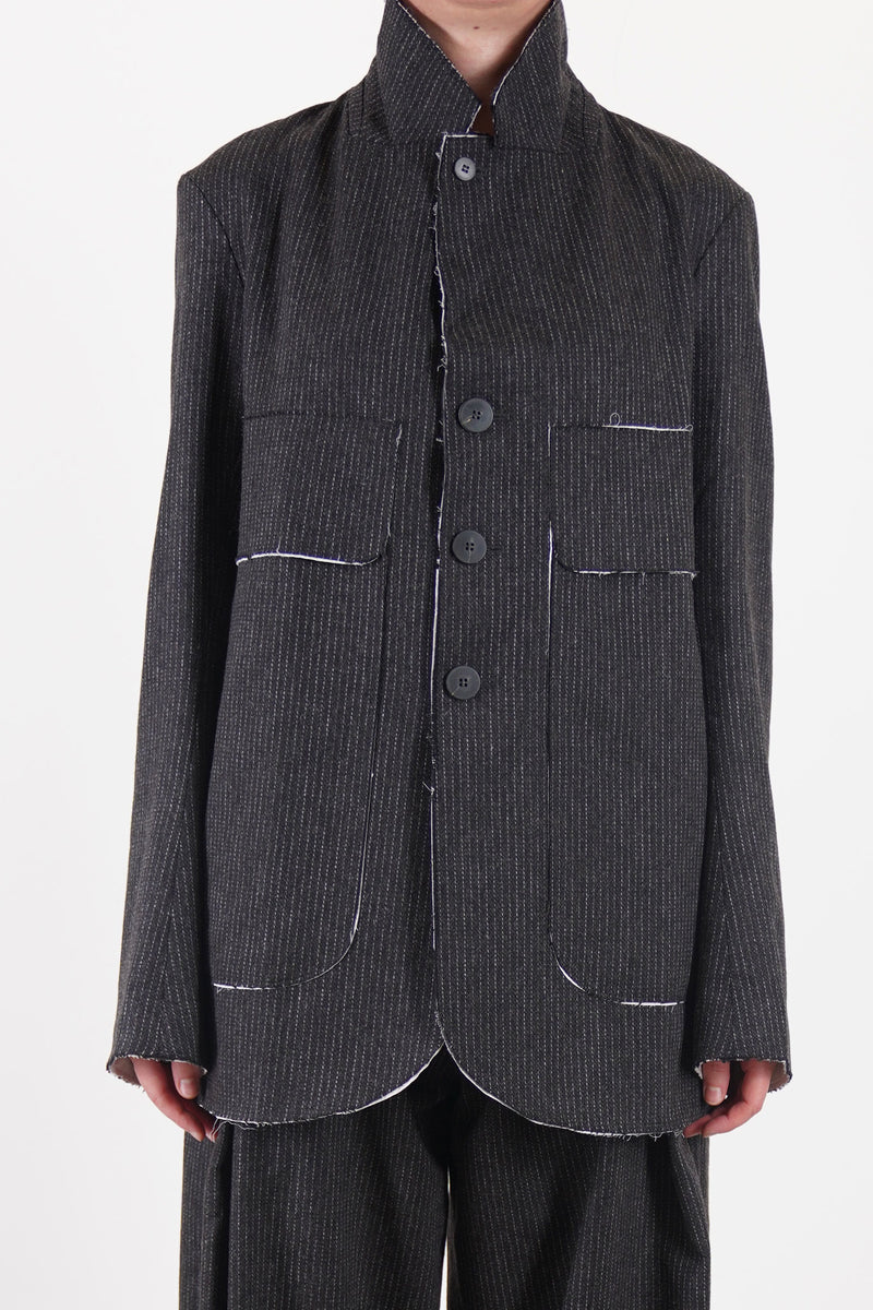 wd-111-cp woolen stanhope jacket cacao pinstripe