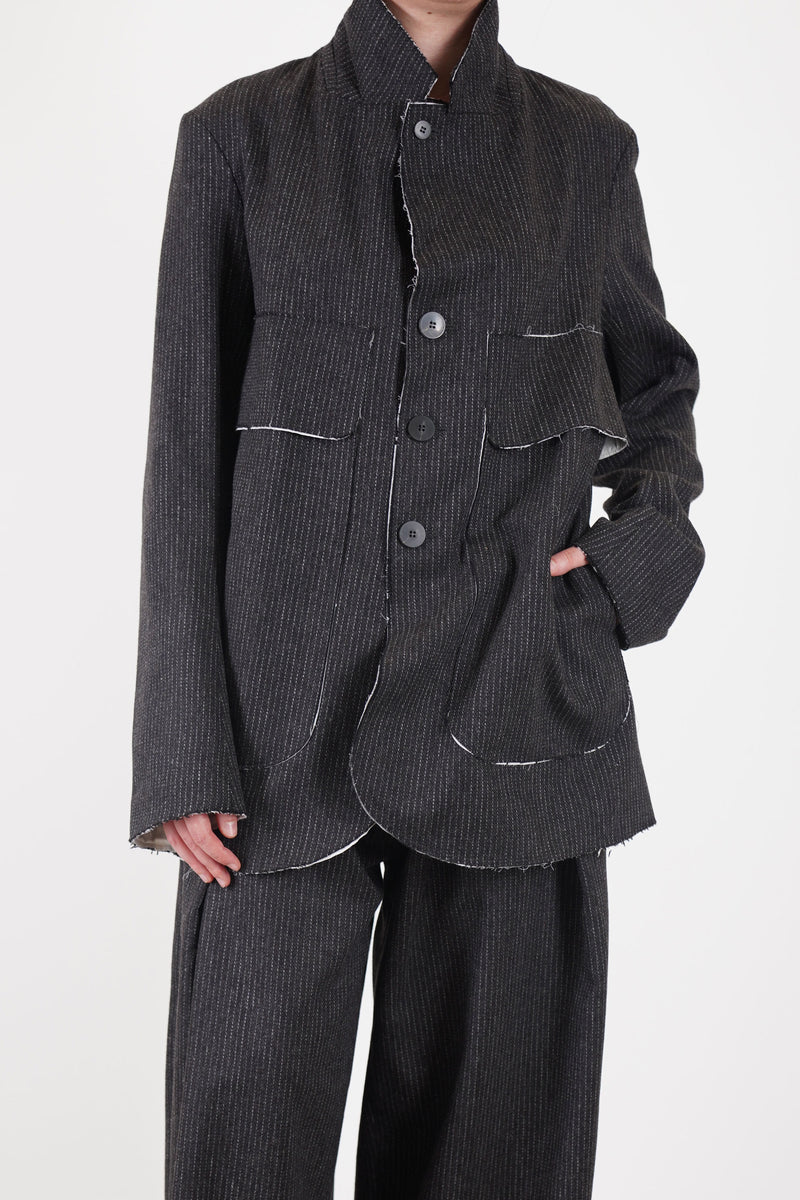 wd-111-cp woolen stanhope jacket cacao pinstripe