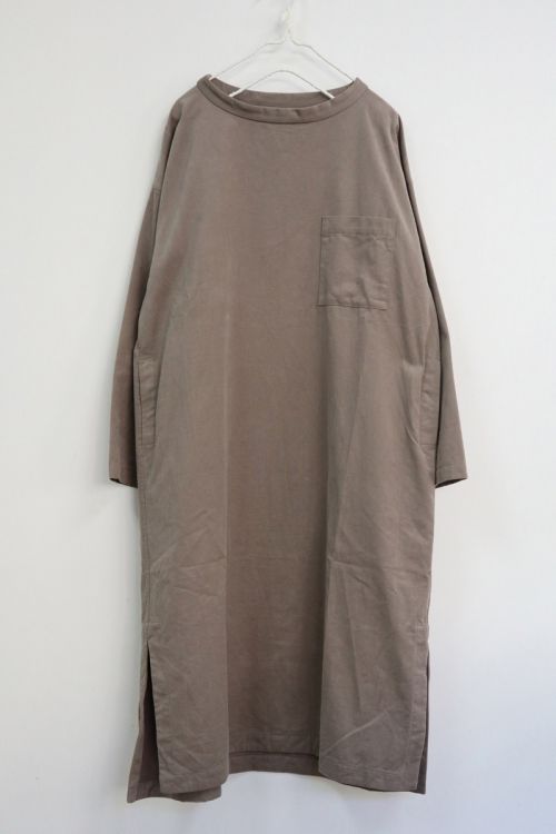 Cotton Twill Big T-shirt Dress Sand Grey by Toujours