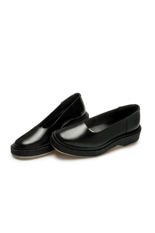 Low Cut Leather Loafers Black by Adieu