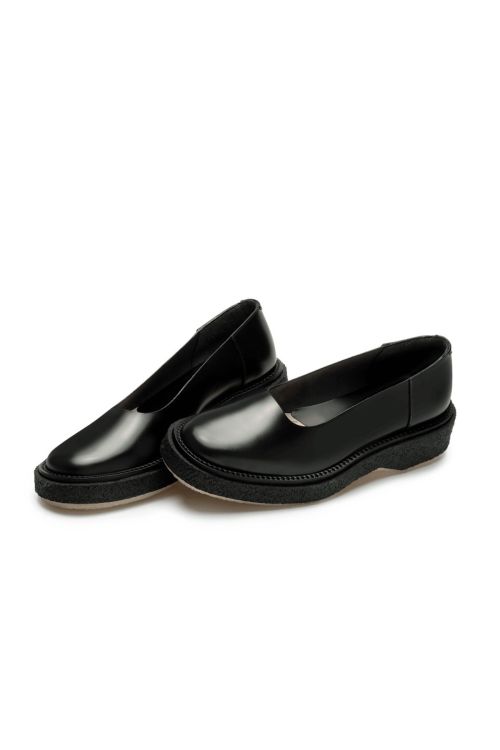 Low Cut Leather Loafers Black by Adieu-38EU