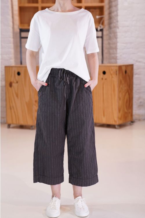 Pinstriped Wide and Short Trousers Antracite by Album di Famiglia
