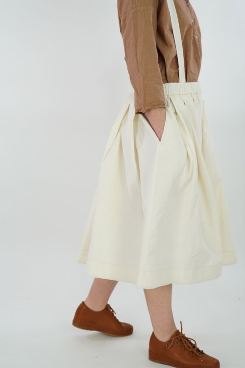 Pleated Skirt with Suspenders Natural by Album di Famiglia