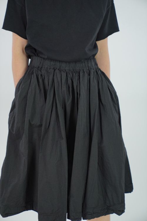 Thin Cotton Pleated Skirt Black by Album di Famiglia
