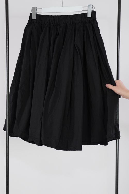 Thin Cotton Pleated Skirt Black by Album di Famiglia-S/M