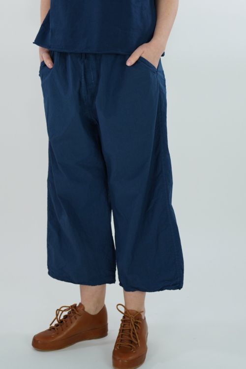 Thin Cotton Wide and Short Trousers Navy by Album di Famiglia