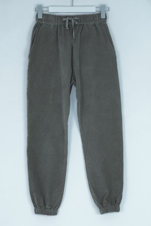Velvet Basic Trousers with Elastic Gray by Album di Famiglia-XS
