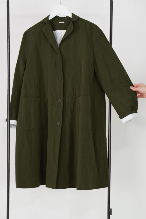 Cotton and Linen Coat Military Green P1739/TS686 by ApuntoB-S