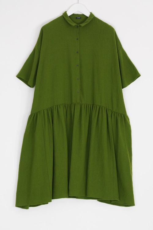 Virgin Wool Wide Dress Grass Green by ApuntoB-S