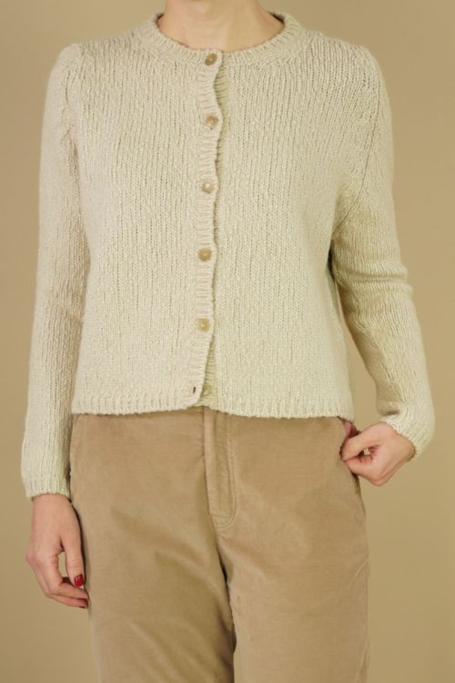 Wool and Cotton Cropped Cardigan Butter by ApuntoB