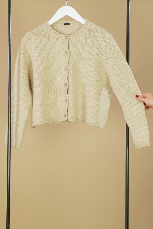 Wool and Cotton Cropped Cardigan Butter by ApuntoB-S