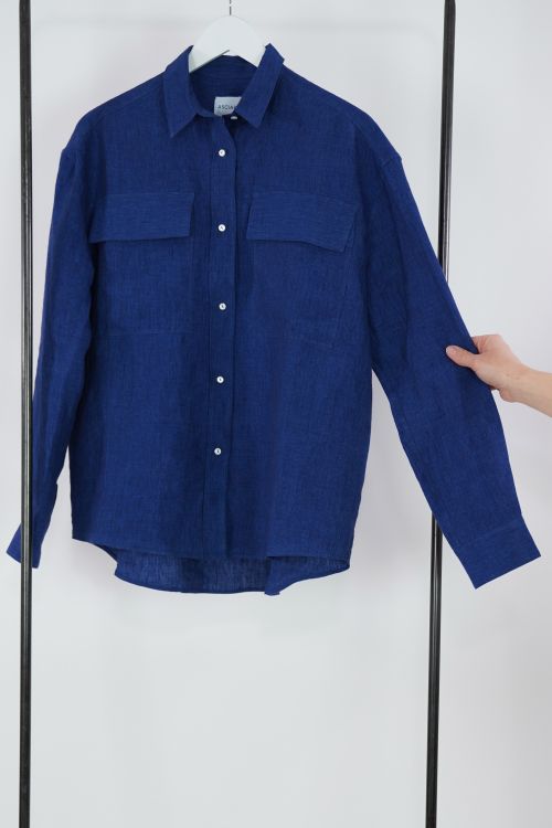 Linen Shirt Zaffiro Indigo Blue by Asciari-S