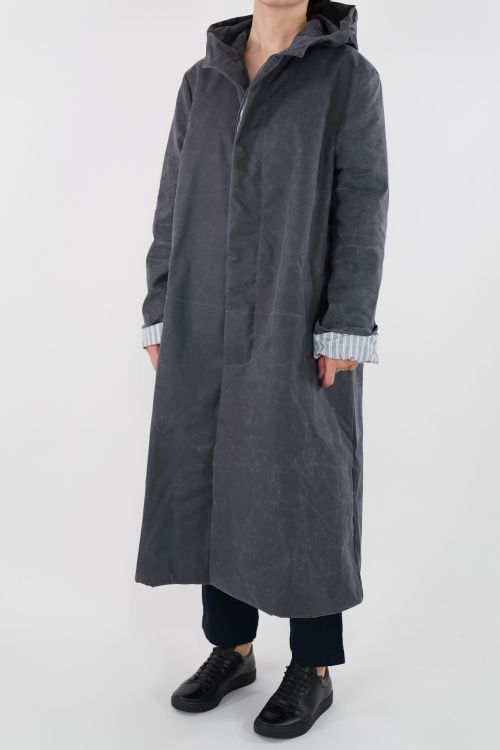 Waxed Hooded Coat Grey by Bergfabel-S