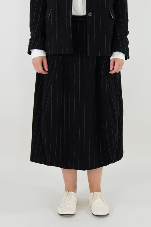 Worker Skirt Black Stripe Cashmere by Bergfabel-S