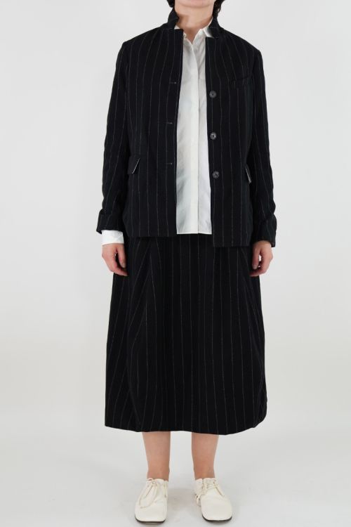 Worker Skirt Black Stripe Cashmere by Bergfabel