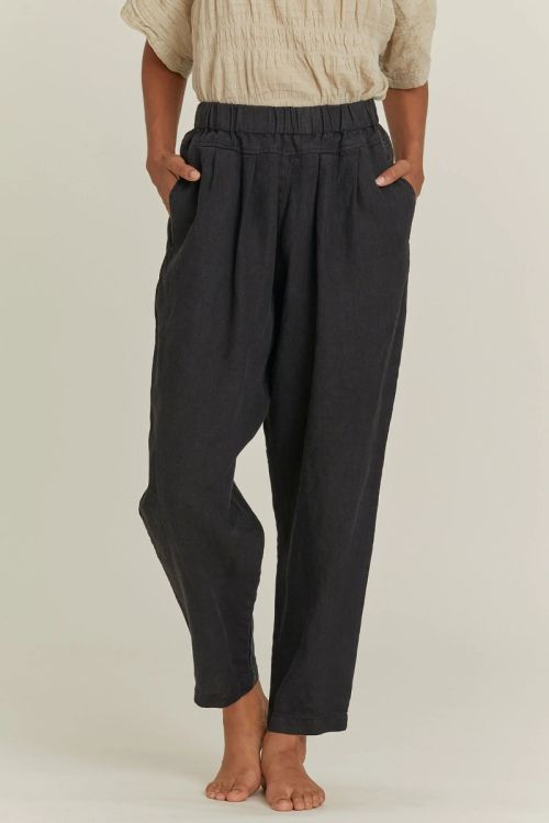 Carpenter Pants Linen Black by Black Crane