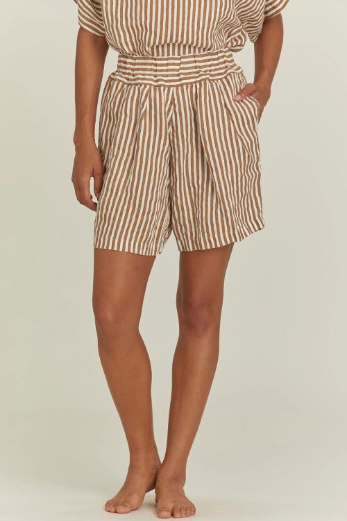 Carpenter Shorts Linen Thin Stripe by Black Crane-XS