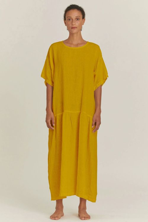 Easy Dress Linen Gold by Black Crane-XS