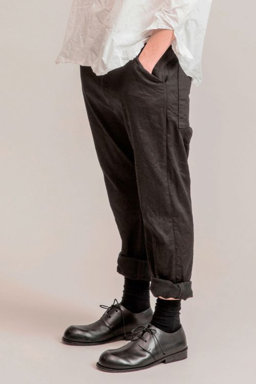 Gabardine Stretch Braghette Trousers Black by Album di Famiglia-XS