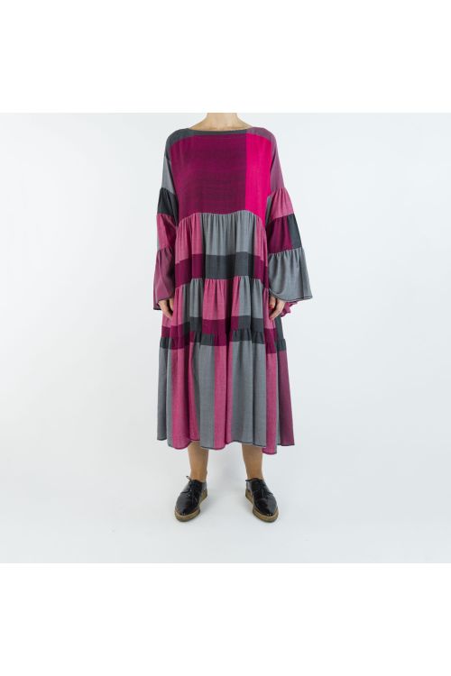 Wool Dress Pink Grey Check by Pero