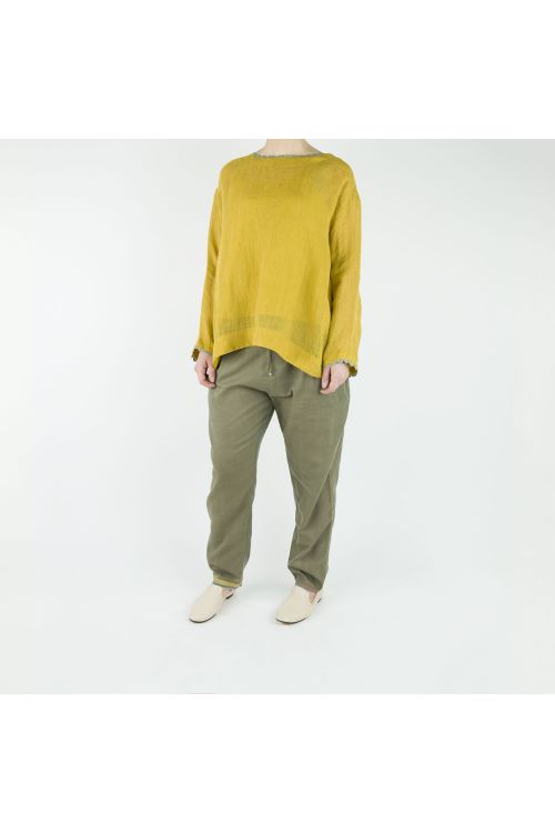 Wide Linen Blouse Yellow by Pero-M