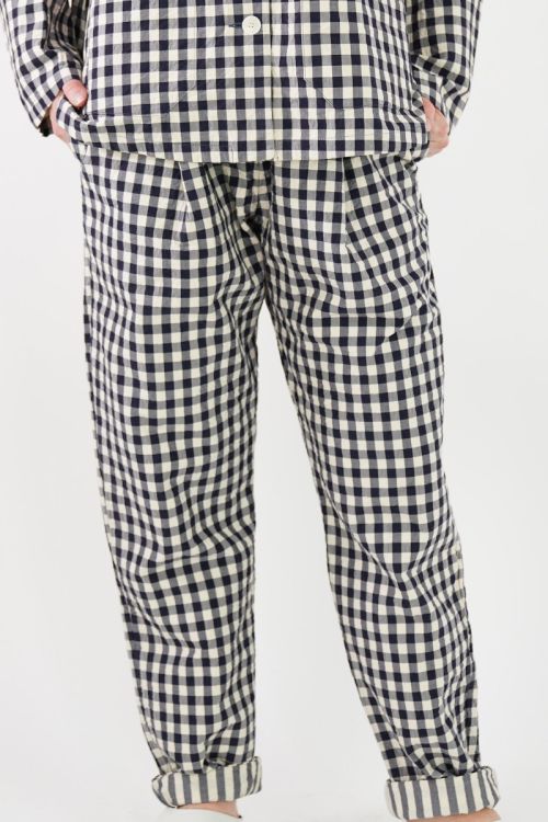 Verger Pant Navy Ivory Check 20FP185 by Casey Casey