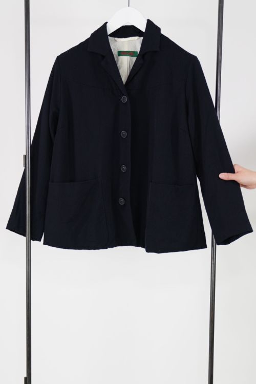 Virgin Wool and Cotton Laboratoire Jacket Drapey Navy 21FV214 by Casey Casey-S