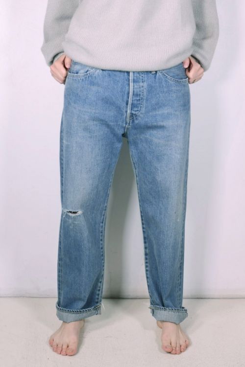 Ankle Cut Light Distress Selvedge Jeans by Chimala