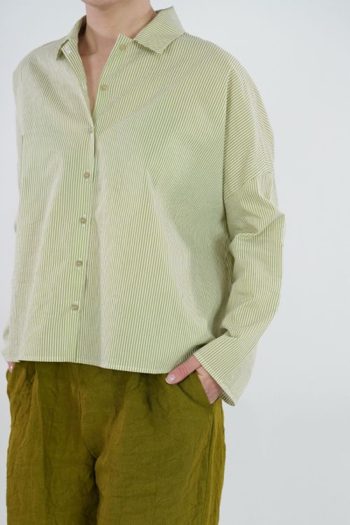 Shirt White Green Stripes P1623 by ApuntoB