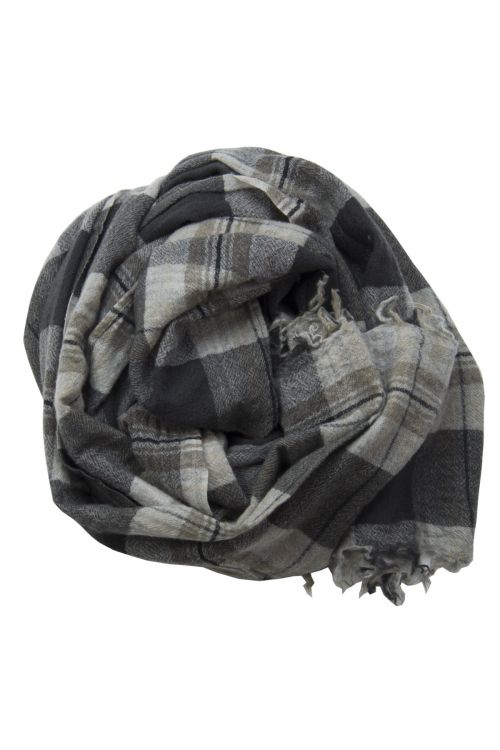 Handwashed Slow Cashmere Scarf Old Black Check by Private0204-TU